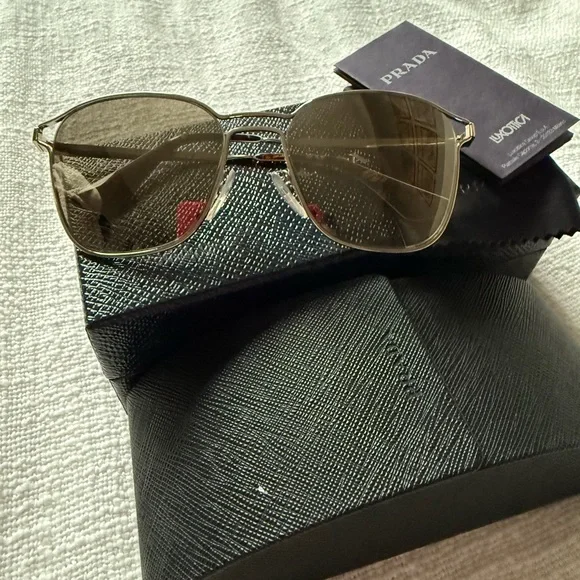 Prada- Gold Sunglasses with Case Prada PR A56S 15N5S0 Sunglasses - US main image 4